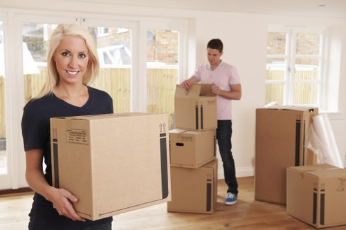 Docklands home move with apartment access and moving boxes